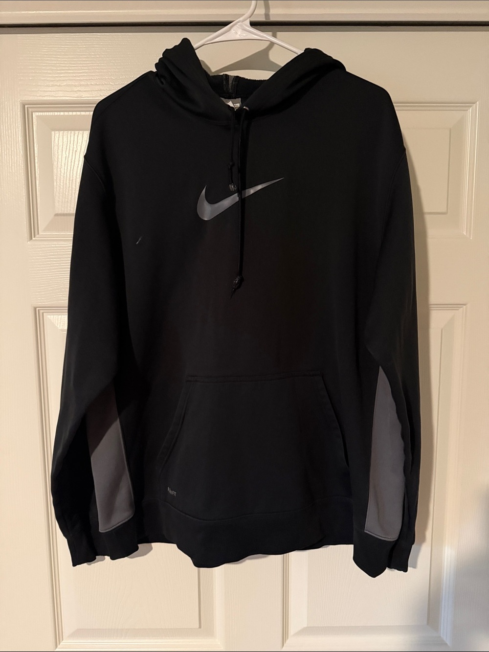 Nike Black Hoodie with Gray Swoosh and Sleeve Panels